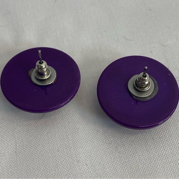 Vintage-Style Purple & Gold Statement Stud Earrings - Picture 2 of 2